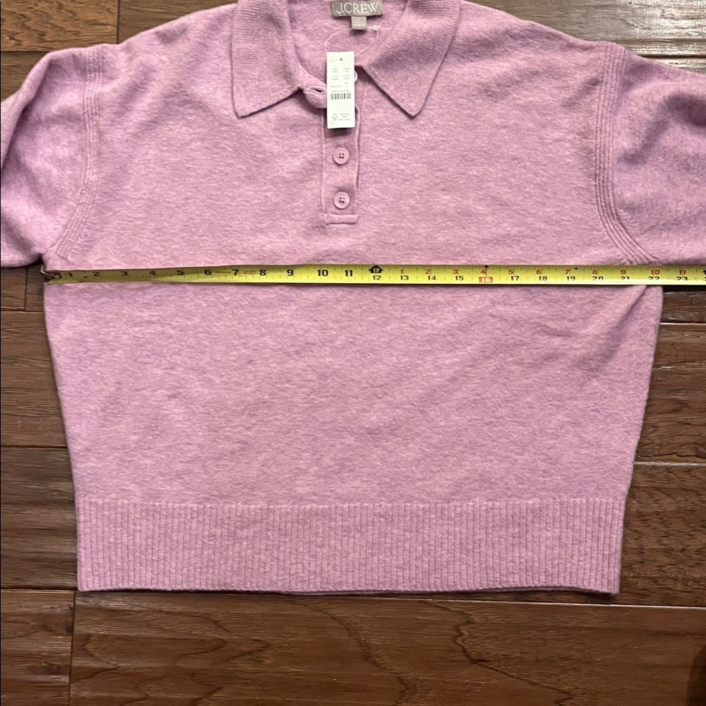 J.Crew Collared Polo Sweater in Supersoft Yarn Heather Heliotrope Size L - Picture 5 of 8